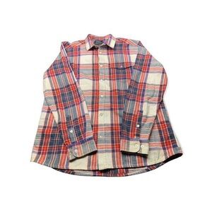 Wesc Button Up Front Mens Shirt RedBlueWhite Size Large Casual Superlative